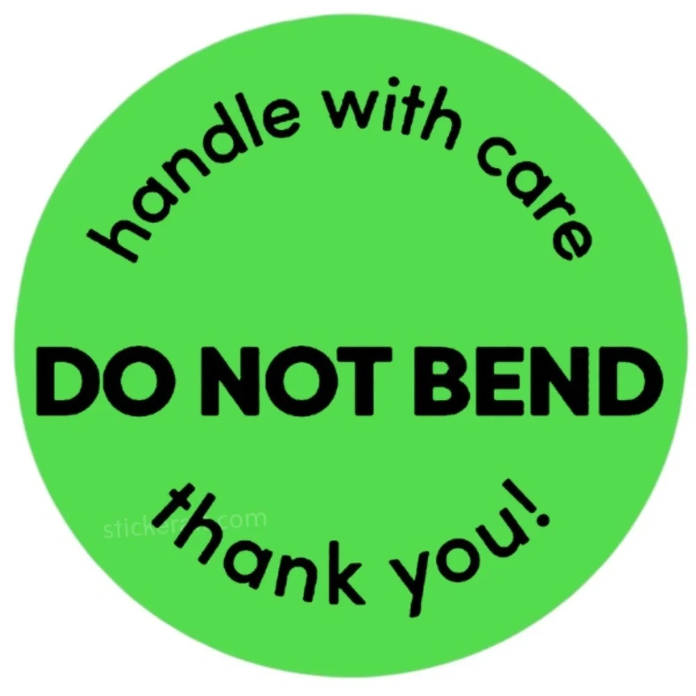 2” DO NOT BEND Orange Stickers - Handle With Care Shipping Labels